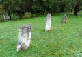 Ukraine, Carpathians, Tustan Cliff Fortress, ancient stone idols near the fortress