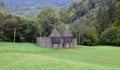 Ukraine, Carpathians, Tustan Cliff Fortress, reconstruction of wooden fortifications Royalty Free Stock Photo