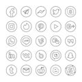 UKRAINE - CHERKASY JUNE 12, 2018 Thinline social media apps icons. Editable stroke