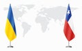 Ukraine and Chile flags for official meeting