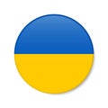 Ukraine circle button icon. Ukrainian round badge flag. 3D realistic isolated vector illustration