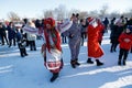 Ukraine, the city of Romny, January 19, 2022: the feast of the Baptism of the Lord. The Orthodox rite of bathing in a pit.