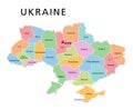 Ukraine, colored country subdivision, political map