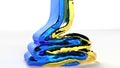 Ukraine colors yellow and blue viscous liquid Fluid art 3d Royalty Free Stock Photo