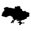 Ukraine country map streamlined black silhouette on white background, delineation ukraine territory for design card banners