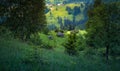 Ukraine countryside beautiful nature landscape. Old carpathian village Royalty Free Stock Photo