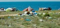 UKRAINE, CRIMEA - AUGUST 02, 2009: Pollution of the steppe nature with plastic household waste