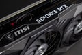UKRAINE, DNIPRO, FEBRUARY 23, 2023: MSI Geforce RTX graphics card, Hardware components for build PC or mining rig