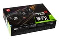 Ukraine, Dnipro, february 23, 2023: MSI GeForce RTX 3060 Ti GAMING X TRIO graphics card box