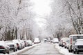 Ukraine Dnipro 06.01.2021 snow fell in a residential area of the city of Dnipro, townspeople on the streets of a residential Royalty Free Stock Photo
