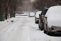 Ukraine Dnipro 01.13.2021 - snow fell in a residential area of the city of Dnipro, townspeople on the streets Royalty Free Stock Photo