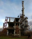 Ukraine, Dolyna, gas processing plant, abandoned factory shops