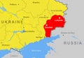 Ukraine with Donetsk and Luhansk republics Donbass on Europe map close-up