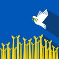 Illustration of hands releasing a white dove Royalty Free Stock Photo