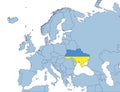 Ukraine on Europe map