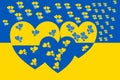 Ukraine Flag with Heart Background.