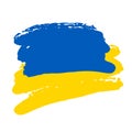 Ukraine flag abstract brush shape quote box. Support Ukraine sign. Sticker with colors of Ukrainian flag. War in Ukraine