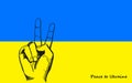 Ukraine flag background with hand drawn symbol of peace. Blue and yellow color. Ukraine concept of resistance