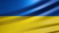 Ukraine flag detail waving on wind. 3D render illustration.