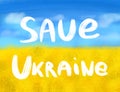 Ukraine flag digital illustration sky and field. Save Ukraine