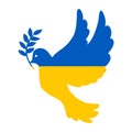 Ukraine flag with dove peace, yellow blue Ukraine flag background
