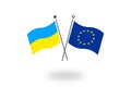 Ukraine flag and Europian Union flag, vector illustration