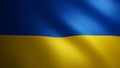 Ukraine flag with fabric texture that moves in the wind. Smooth movement of the waving flag. Blue, yellow, freedom, country, Royalty Free Stock Photo