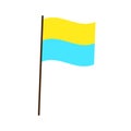 ukraine flag flagpole on white background. National ukrainian flag. Vector illustration. stock image.