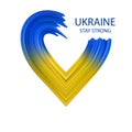 Ukraine flag in heart with brush stroke style isolated on white background. Vector illustration Royalty Free Stock Photo