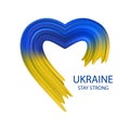 Ukraine flag in heart with brush stroke style isolated on white background. Vector illustration Royalty Free Stock Photo