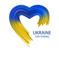 Ukraine flag in heart with brush stroke style isolated on white background. Vector illustration Royalty Free Stock Photo