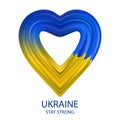 Ukraine flag in heart with brush stroke style isolated on white background. Vector illustration Royalty Free Stock Photo
