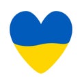 Ukraine flag icon in the shape of heart. Save Ukraine concept. Vector Ukrainian symbol, icon, button