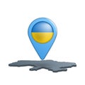 Ukraine flag map pin on white Royalty Free Stock Photo