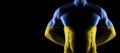 Ukraine flag on muscled male torso with abs Royalty Free Stock Photo