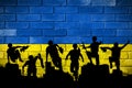 Ukraine flag painted on a brick wall. Royalty Free Stock Photo