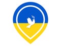Ukraine flag pin map with the dove of peace Royalty Free Stock Photo