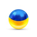 Ukraine flag projected as a glossy sphere on a white background