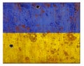 Ukraine Flag Rustic Plaque Bullet Holes Metal Sign War