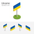 Ukraine flag, vector set of 3D isometric icons Royalty Free Stock Photo