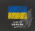 Ukraine flag, vector sketch hand drawn illustration on dark grunge backgroud Royalty Free Stock Photo