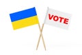 Ukraine Flag and White Flag with Vote Sign. 3d Rendering Royalty Free Stock Photo