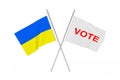 Ukraine Flag and White Flag with Vote Sign. 3d Rendering Royalty Free Stock Photo