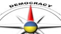 Ukraine Globe Sphere Flag and Compass Concept Democracy Titles