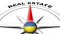 Ukraine Globe Sphere Flag and Compass Concept Real Estate Titles Ã¢â¬â 3D Illustrations