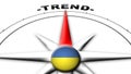 Ukraine Globe Sphere Flag and Compass Concept Trend Titles Ã¢â¬â 3D Illustrations