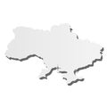 Ukraine - grey 3d-like silhouette map of country area with dropped shadow. Simple flat vector illustration