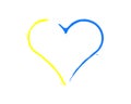 Ukraine - Hand painted heart blue and yellow