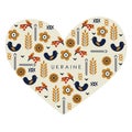 Ukraine heart, print, elements, folk ornament