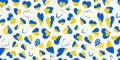 Ukraine heart vector seamless pattern, blue and yellow colors flag background, ukrainian peace and love print, heart hand drawn. Royalty Free Stock Photo